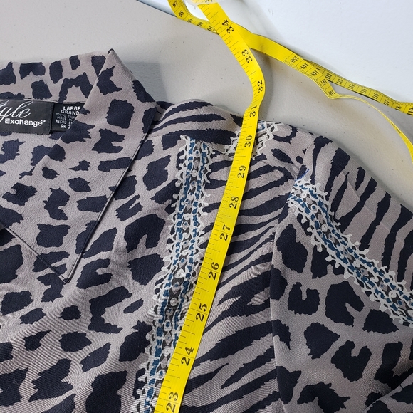 Vintage Silk L Cuban Style Shirt Animal Chetah Zebra Havana Bowling Tunic Retro - Picture 9 of 15